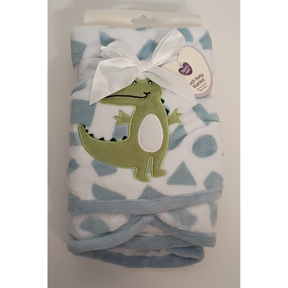 NWT Parents Choice Walmart Blue White Green Alligator Gator Plush Baby Blanket